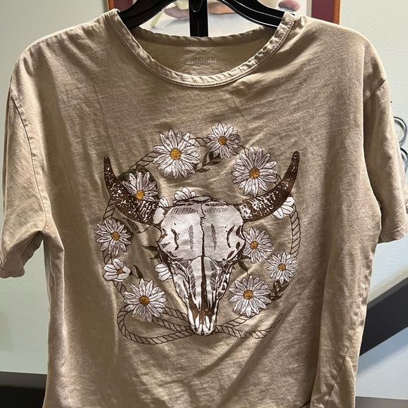 Double Dot Tan Graphic Tee with Bull Skull NWOT #278 - Picture 5 of 5